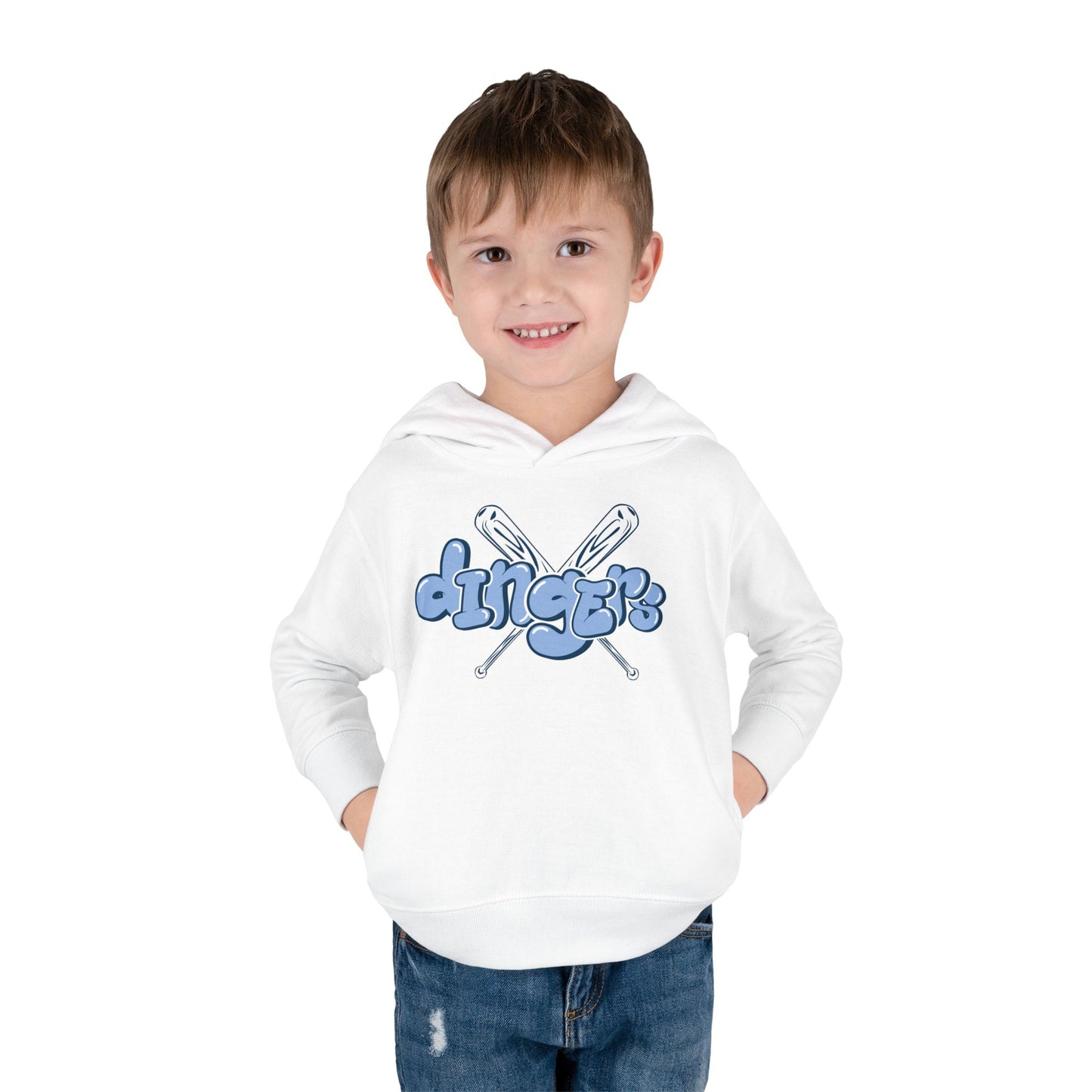 Fun "Dinger" Toddler Pullover Fleece Hoodie - Cozy & Playful