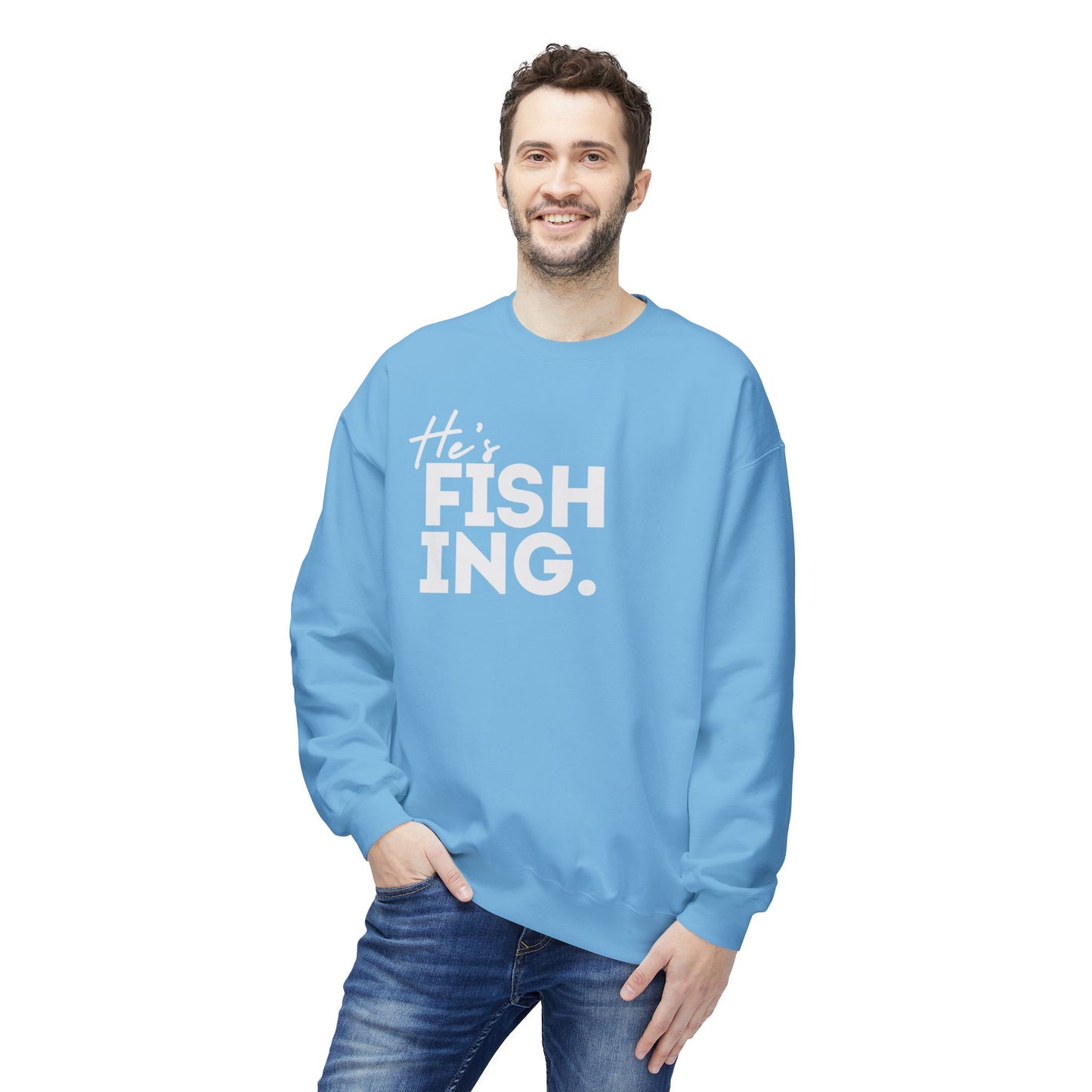 He's FISHING