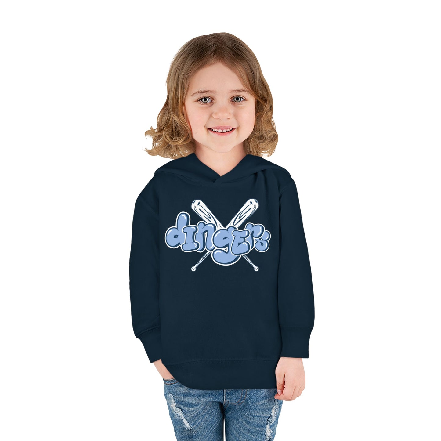 Fun "Dinger" Toddler Pullover Fleece Hoodie - Cozy & Playful