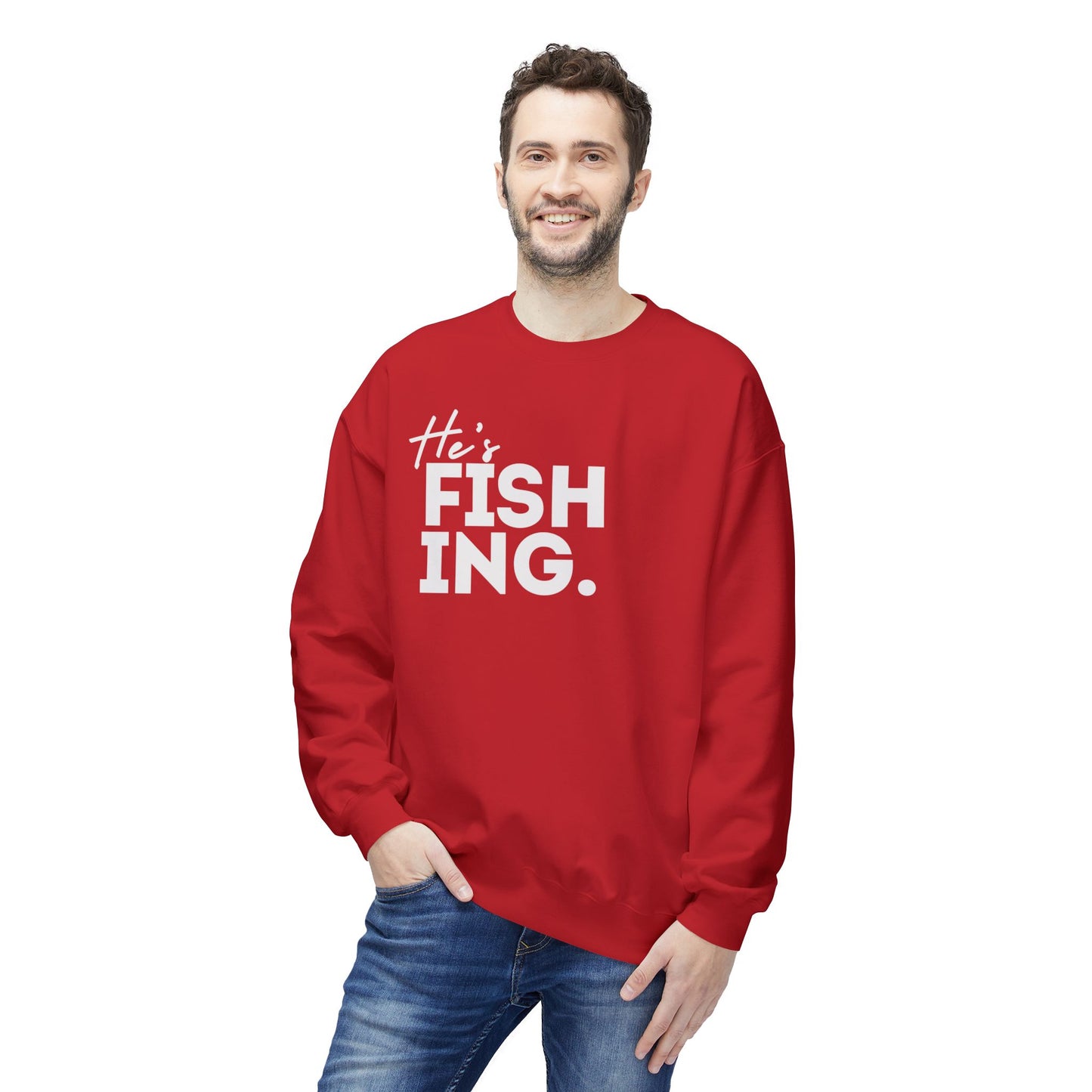 He's FISHING